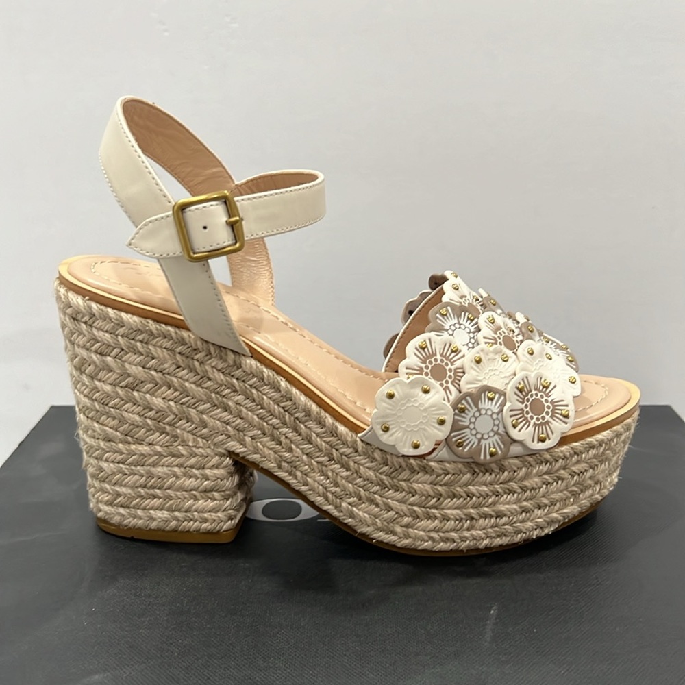 Coach Jae Leather Peep Toe Ankle Strap Platforms - Size 8.5 - Never Worn - Picture 4 of 5